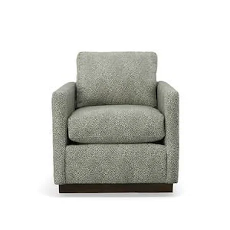 Upholstered Swivel Accent Chair with Wooden Base